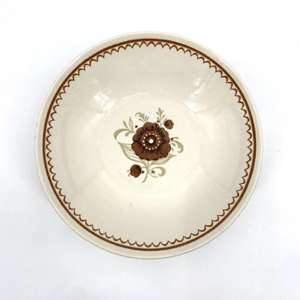 Royal China USA Vintage Cavalier Ironstone Nutmeg Brown Floral Salad Plate